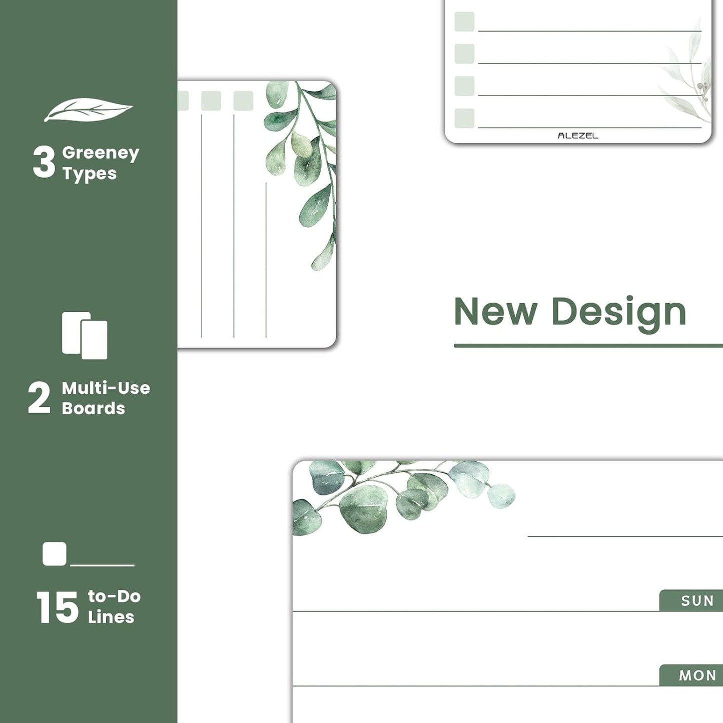 ALEZEL Weekly Calendar Whiteboard for Refrigerator, Magnetic Weekly Planner | Includes Weekly Dry Erase Board for Refrigerator & 2 Grocery/to Do List Whiteboards, 3 Markers + 1 Eraser