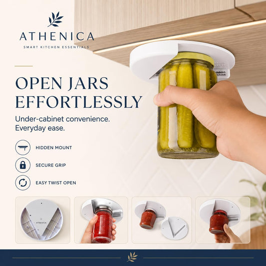 Under Cabinet Jar Opener for Weak Hands, Wall Mounted Lid Opener for Kitchen