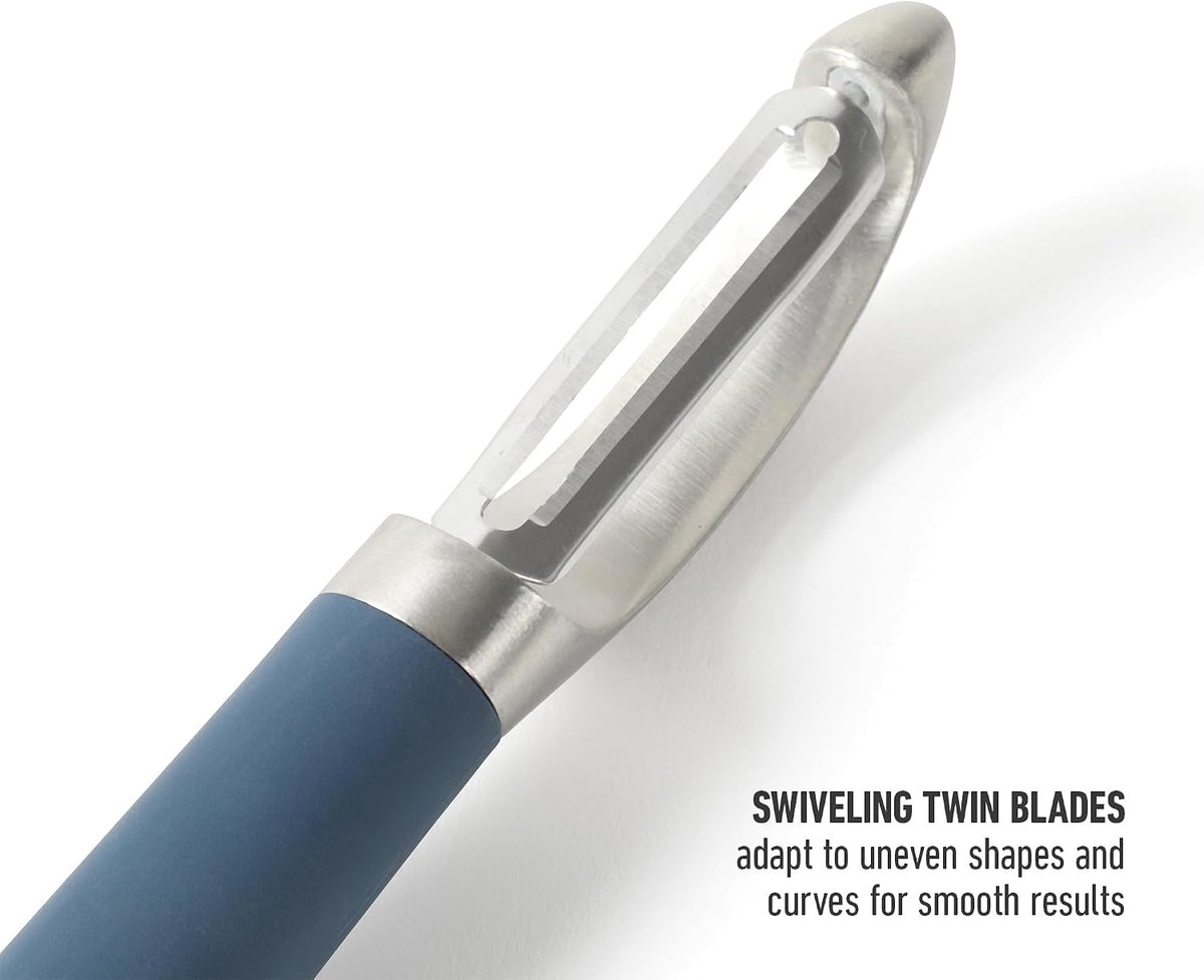 Calphalon Stainless Steel Vegetable Peeler with Swivel Blade, Ergonomic Non-Slip Grip Handle for Fruits & Vegetables, Kitchen Peeler for Smooth Peeling & Meal Prep