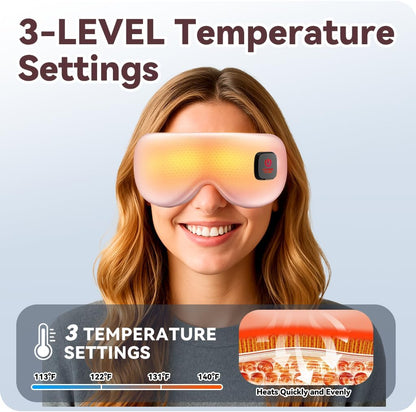 Heated Eye Mask - Cordless Eye Mask for Dry Eyes, Eye Relief, Eye Heating pad Improved Sleep,Travel, Office, Includes Removable and Washable Shells