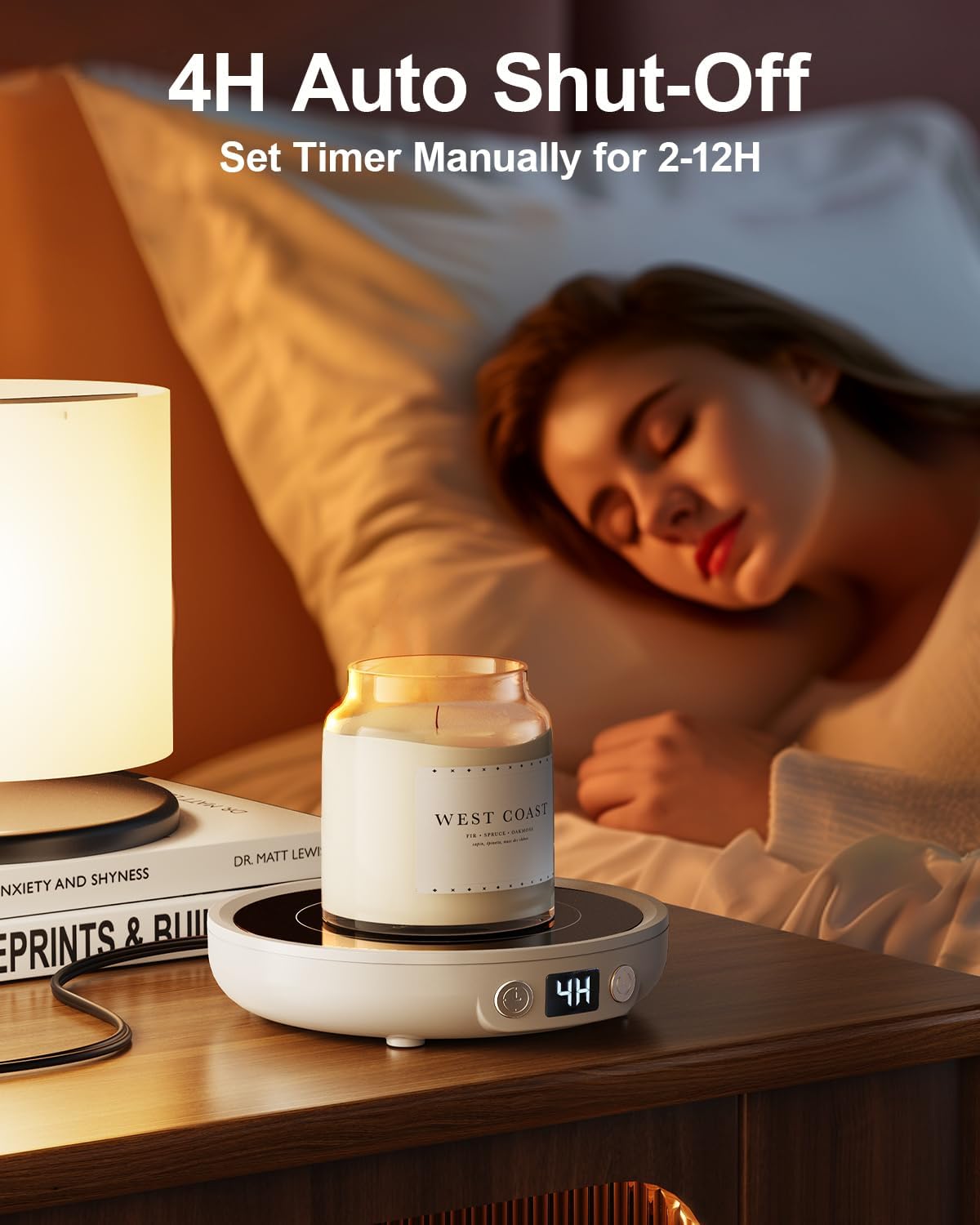 SWEETFULL Mug Warmer for Desk, Coffee Cup Warmer with Timer - Wood | 36W Fast Heating, 3-Temp Setting, Digital Display, 2-12H Timer, Smart Electric Coffee Candle Plate, Ideal Gifts for Women Men