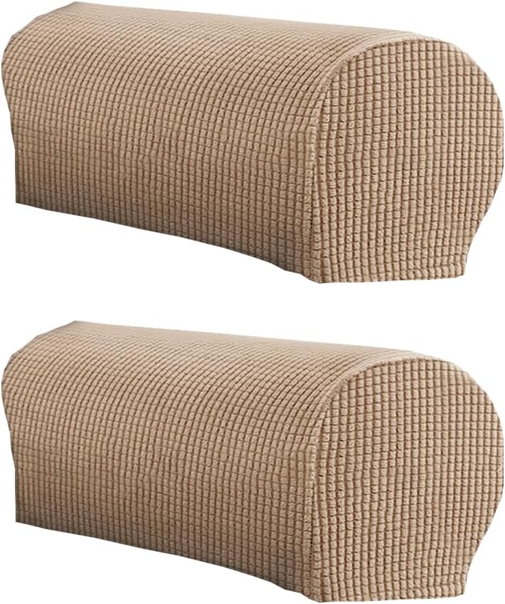 LINGXIYA Stretch Plush Armrest Covers, Spandex Armrest Slipcovers, Set of 2