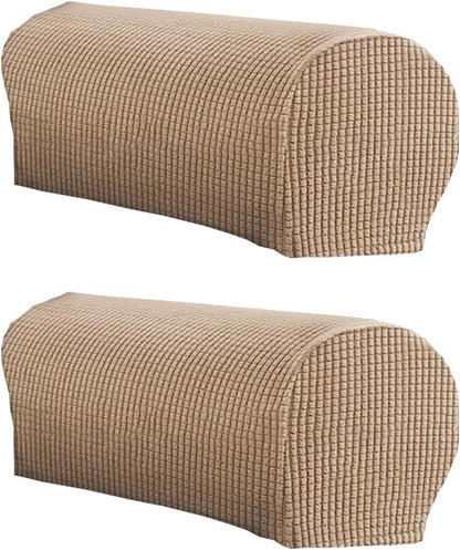 LINGXIYA Stretch Plush Armrest Covers, Spandex Armrest Slipcovers, Set of 2