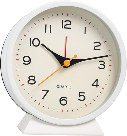 SHISEDECO Small Antique Retro Analog Alarm Clock, 4.5" Desk Clock, Pink | Small Silent Bedside Deskclock with Light Function, Non-Ticking Tableclock Decor for Living Room, Bedroom, Bedside, Shelf