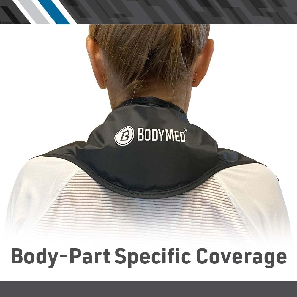 BodyMed Reusable Gel Ice Pack Cold Compress for Neck - Professional Grade Cold Therapy for Injuries, Aches, Swelling, Bruises, Sprains - 21 in. x 6 in. (Neck Contour)
