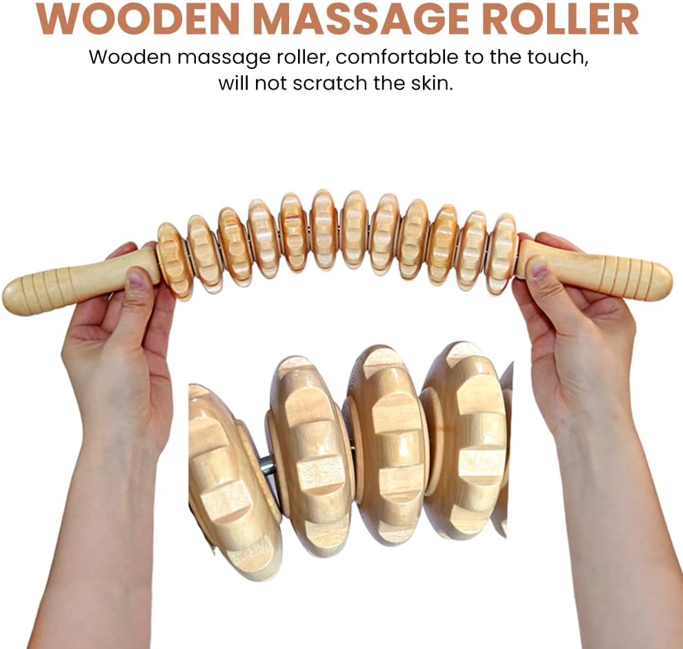 2pcs Wood Massage Roller,Manual Wooden Fascia Massage Tool