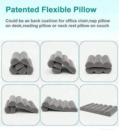 Lumbar Support Pillow for Office Chair,Multiple Adjustable | Back Support for Office Chair High Back/Couch/Sitting on Bed,Patented 6 Semi Cylindrical Back Cushion,Short Velvet Cover