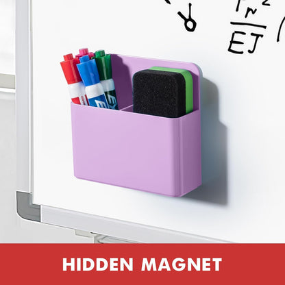 BEYGORM Plastic Magnetic Pen Holder, Powerful Magnet, 2 Pack | Classroom Must Haves, Dry Erase Marker Holder for Whiteboard, School Locker Organizer, Pencil Cup for Refrigerator(Black)