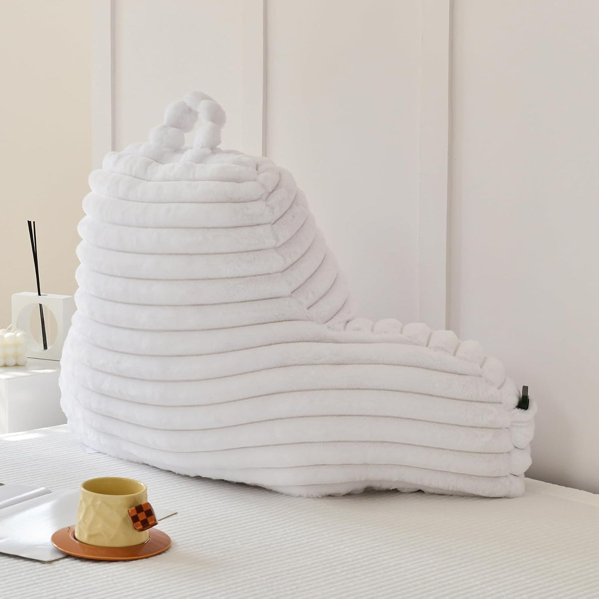 Large Reading Pillow for Adults, Back Support Pillow for Sitting Up in Bed with Arms, Couch for Lounging Bedrest, Pink