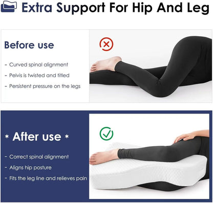 Leg Pillow for Side Sleepers, Memory Foam Knee Pillow for Side Sleeping, Leg Elevation Pillow for Hip/Back/Sciatica Pain Relief Helps Spine Alignment -15"x25" (Grey, M)