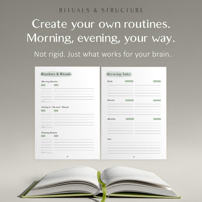 The ADHD Planner for Adults - Undated Daily & Weekly ADHD Journal for Disorganized People, 90 Days - Habit Tracker, Record Emotions & Mood - Academic Goals - Structure & Focus for Adults Brains