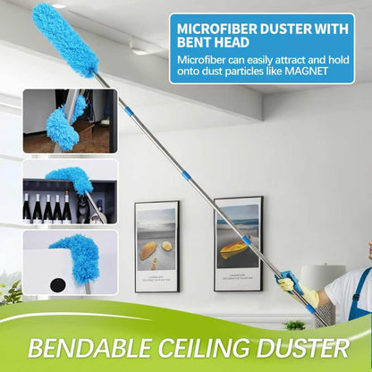 4PCS Microfiber Duster Kit, 3 in 1 Microfiber Dusters Retractable Gap Dust Cleaner and Chenille Duster with 83 inches Extra Long Extension Pole for Cleaning Ceiling Fan, High Ceiling