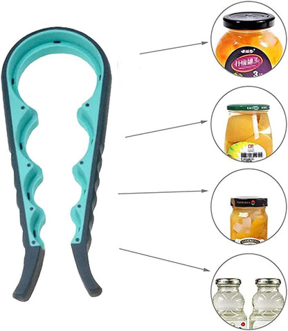 Jar Opener for Seniors with Arthritis,Jar Opener for Weak Hands,5-in-1 Bottle Opener,4-in-1 Can Opener (A-Blue)