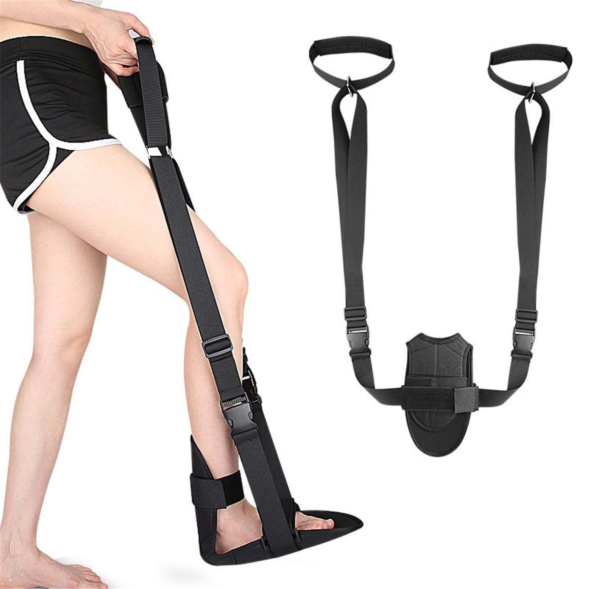 Foot and Calf Stretcher, Adjustable Stretch Band for Plantar Fasciitis Achilles Tendonitis Heel Spurs Foot Drop, Leg Stretching Band Hamstring Stretch Strap for Muscle Strength Flexibility Training