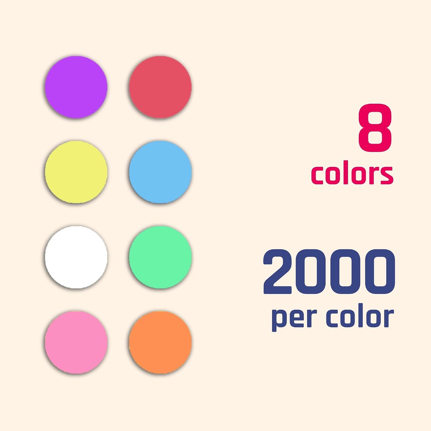 6000 Pack - 1/4" Small Colored Dot Stickers Round Labels, 8 Colors