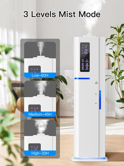 10L/2.64Gal Humidifier, Top Fill Quiet Ultrasonic Cool Mist Humidifiers for Bedroom, Covers 550ft², 60H Runtime, 24H Timer, 3 Mist Modes Humidifier Large Room, Home, Office, Plants, Black