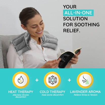 Heating Pad Solutions - Neck and Shoulder Microwavable Heating Pads - Neck and Shoulder Relaxer Portable Heating Pad for Upper Back Shoulders & Neck - Reusable Heating Pad & Hot Pack- 1 XL Pack Gray