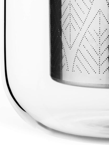 VIVA Minima Balance Glass Tea Cup with Infuser and Lid, 17oz, Clear Bamboo