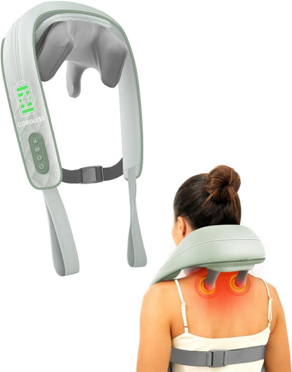 Snailax Cordless Neck & Shoulder Massager with Kneading, Heat, USB-C