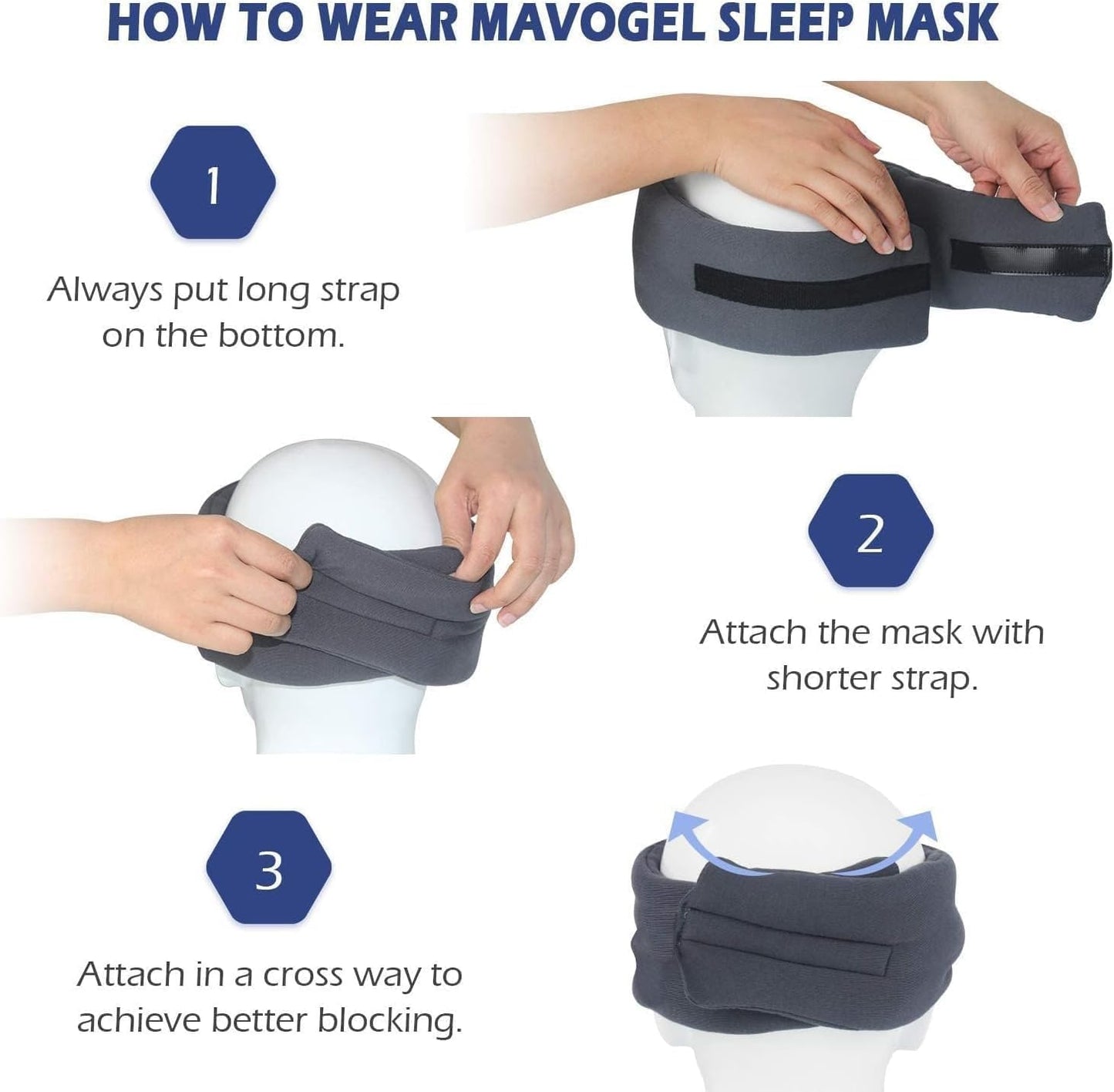 Mavogel Full Coverage Sleep Mask for Sleeping, Light Blocking Eye Mask | Adjustable Closure, Ultra Soft Breathable Modal Eye Cover for Women Men, Pressure-Free for Travel, Nap & Shift Work