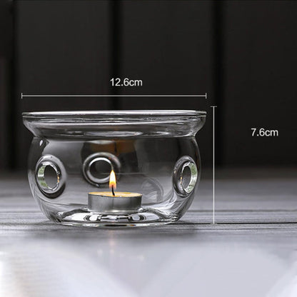 Luxshiny Insulated Glass Tea Pot Heating Base with Creative Stylish Design Practical Warmer for Home and Office Use Suitable for Tea Parties