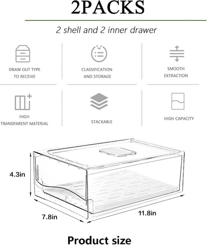 5 Pack Fruit Storage Containers for Fridge,Produce Container for Fridge with Removable Colanders,Leakproof Refrigerator Organizers and Storage for Produce Berry Vegetable Salad Meat Food Keep Fresh