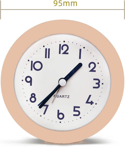Alarm Clock with Backlight, 4 Inches Cute Analog Round Digital Quartz Clock, Non Ticking, Battery Operated ,Frosted Texture, Simply Design for Living Room, Bedroom ,Bedside, Desk Decorative(Pink)