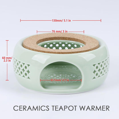KEISSCO Teapot Warmer, Ceramic Teapot Heater with Cork Cushion Coffee Tea Warmer for Glass, Stainless Steel, Ceramic Teapot and Other Heatproof Dish Warming Use