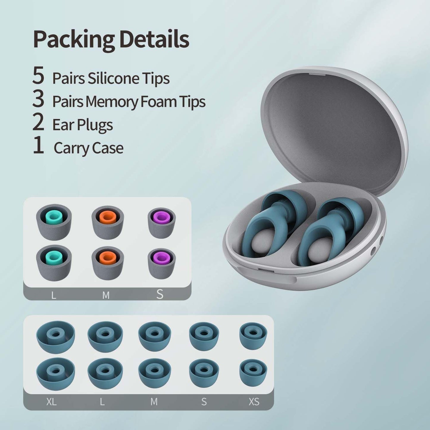 Ear Plugs for Sleeping, 25-29dB Soft Silicone Ear Plugs for Side Sleepers | Silicone Ear Plugs for Sleeping,Reusable Ear plugs with 16 Soft Tips,Noise Cancelling Sleep Earplugs for Snoring