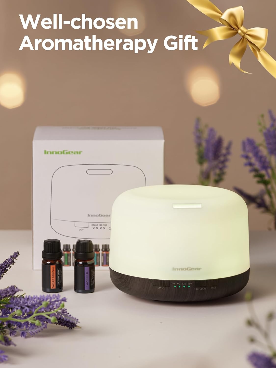 InnoGear 500ml Aromatherapy Diffuser for Home 10 Essential Oil Set, Yellow