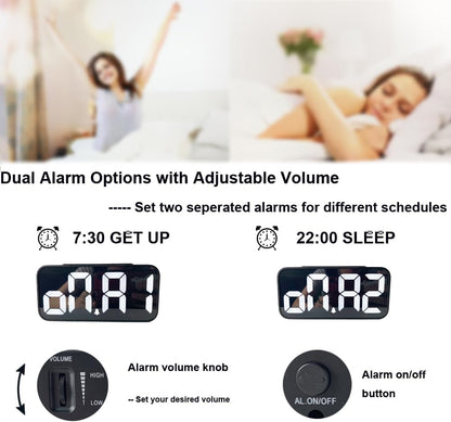 Extra Loud LED Alarm Clock with Vibration for Bedroom,Extreme Bed Shaker Alarm Clock for Deep Sleeper Hard of Hearing Deaf, Clear LED Display, Dimmer and Volume Knob, USB Port,Easy to Set