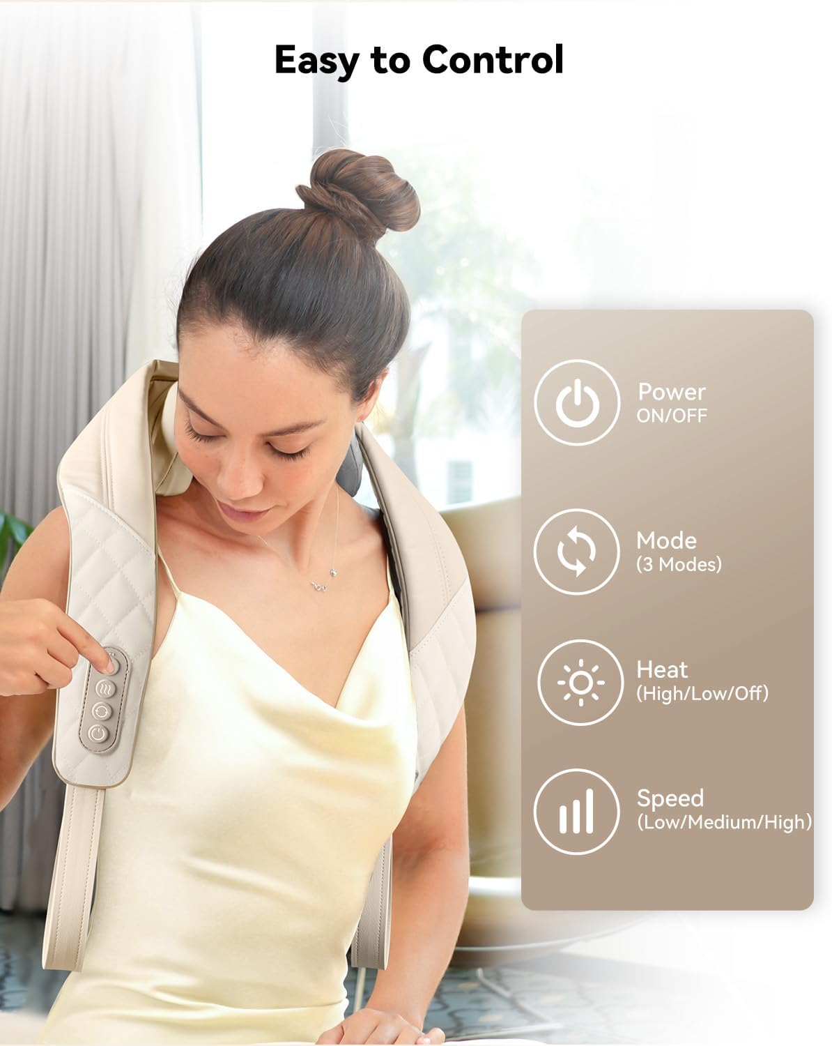 Snailax Cordless Neck & Shoulder Massager with Kneading, Heat, USB-C