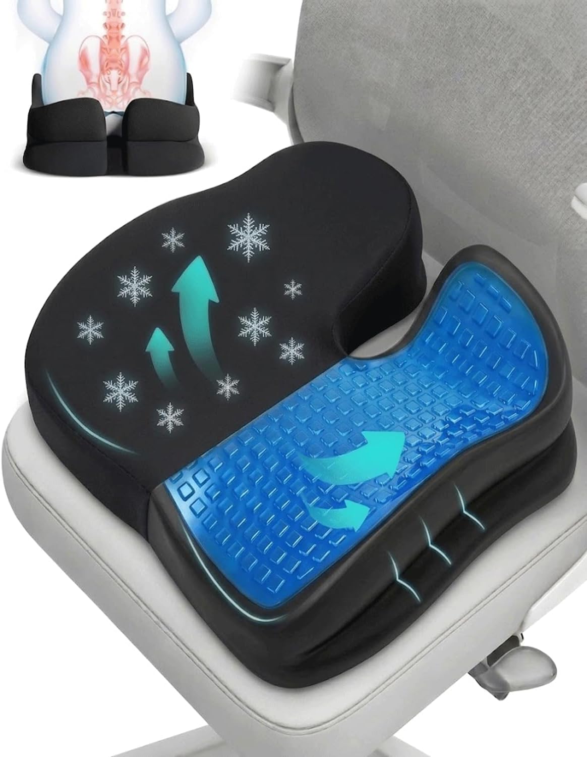 Memory Foam Ergonomic Seat Cushion for Office Chairs Pain Relief