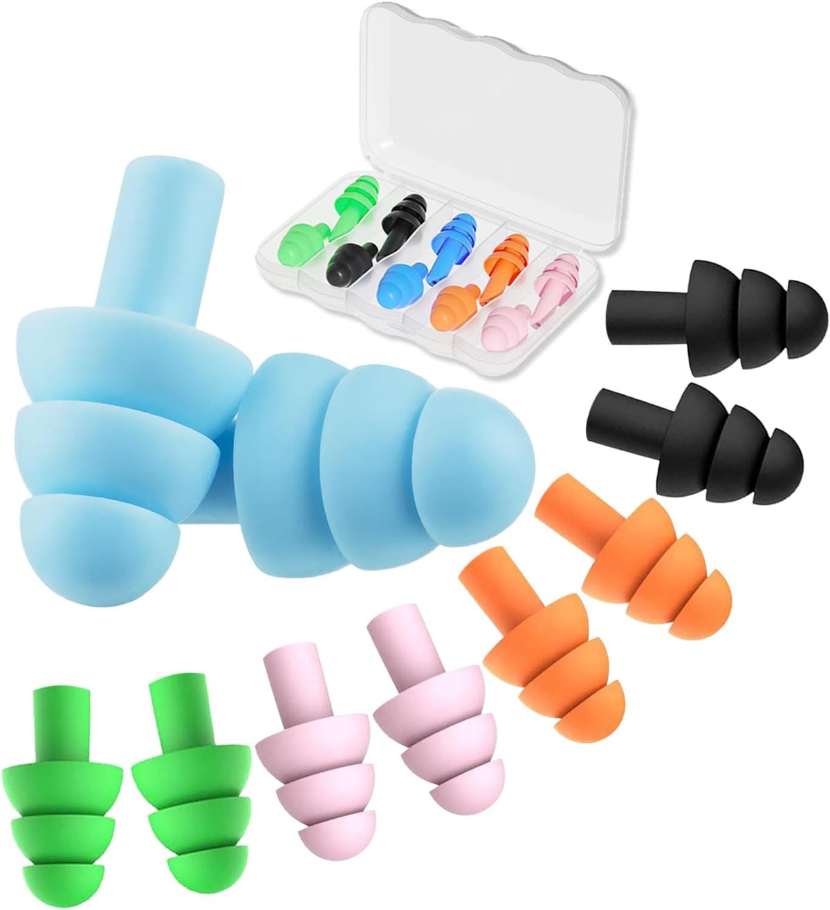 8 Pairs Silicone Earplugs,Noise Reducing Ear Plugs for Sleeping,Swimming,Snoring,Concerts and Loud Events
