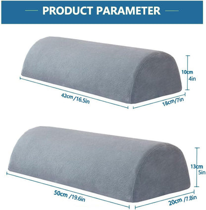 Half Moon Bolster Pillow for Legs, Knees, Lower Back and Head, Lumbar Support Pillow for Bed, Sleeping | Semi Roll for Ankle and Foot Comfort - Machine Washable Cover(@10,42x18x10cm/16.5x7x4in)