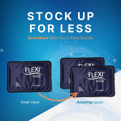 FlexiKold Gel Soft Flexible Ice Packs for Injuries - Reusable Freezer Cold Pack, Cold Compress & Cooling Gel Pad for Face, Shoulder, Hip, Leg, Arm, Ankle & Foot Injury - Medium - 7.5” x 11”