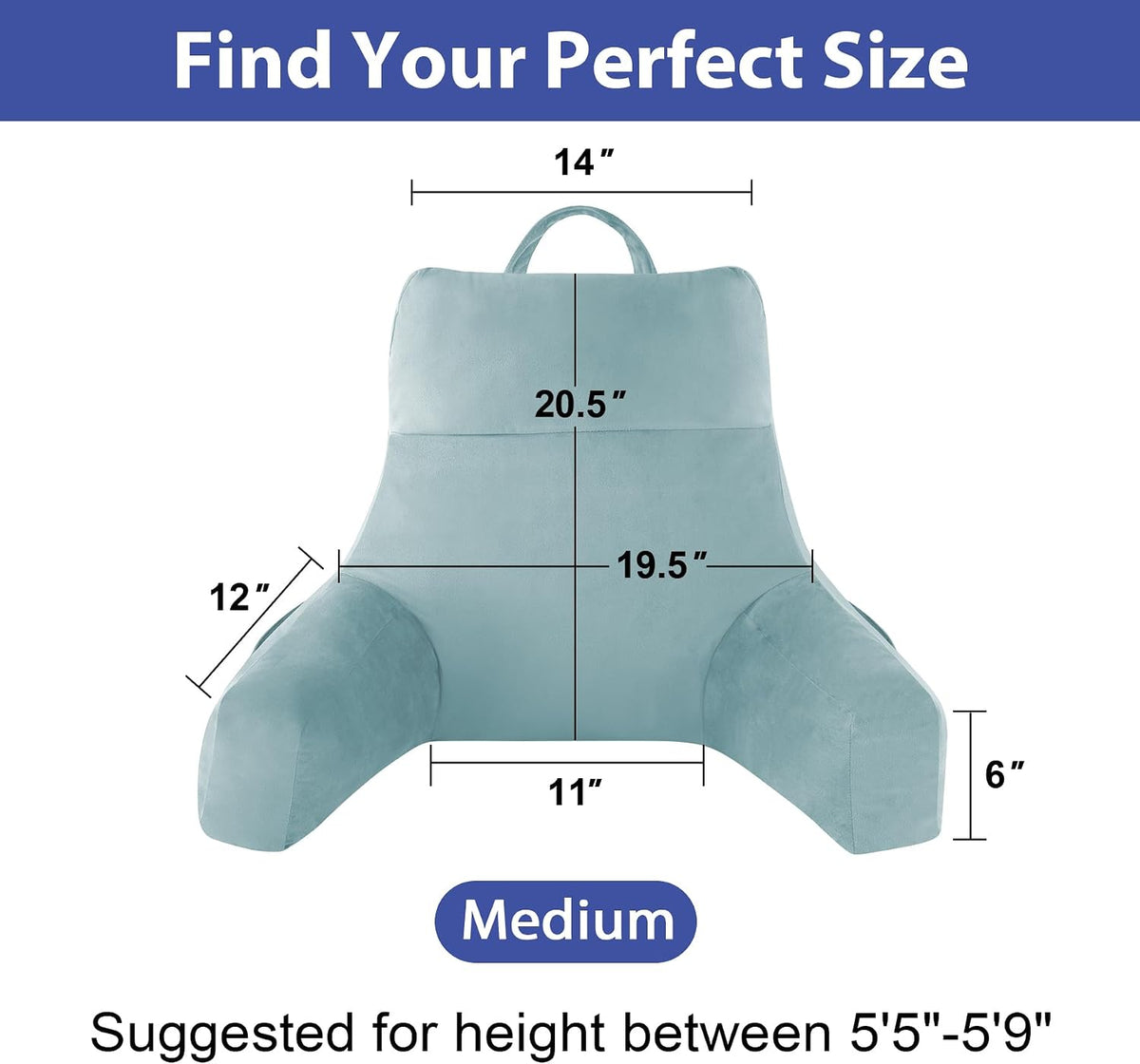 IPYNBAP Back Pillow for Bed Sitting up, Reading Pillow, 18 Inch, Grey