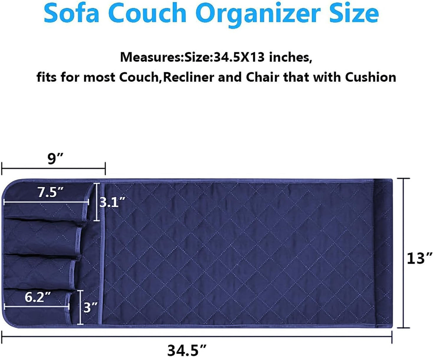 Armchair Caddy for Recliner, Non Slip Sofa Arm Organizer, Sage Green | 5-Pocket Recliner Armrest Organizer, Couch Side Storage Holder for Remotes, Cell Phone, Magazines & Tablets, Machine Washable