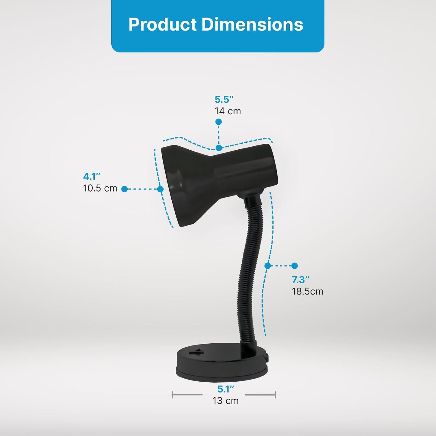 Xtricity LED Clip on Desk Lamp with 360° Flexible Gooseneck, White Finish | Reading Light for Bed Headboard– A19 Bulb Included, 120V, On/Off Switch, 10.25” Height Table Lamp