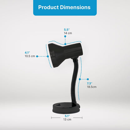 Xtricity LED Clip on Desk Lamp with 360° Flexible Gooseneck, White Finish | Reading Light for Bed Headboard– A19 Bulb Included, 120V, On/Off Switch, 10.25” Height Table Lamp
