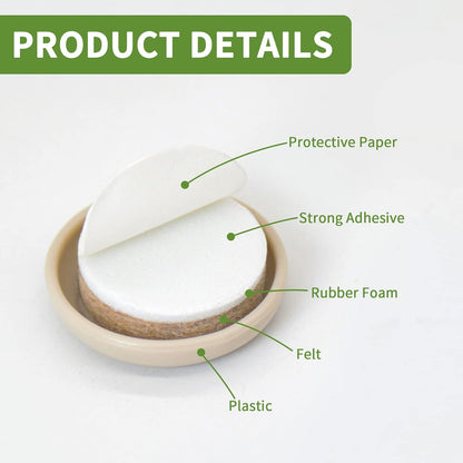 Furniture Sliders for Carpet 8 PCS - 3 1/2" Beige | Furniture Moving Sliders, Chair Leg Floor Protectors, Carpet Sliders for Furniture - Move Your Furniture Easily & Safely