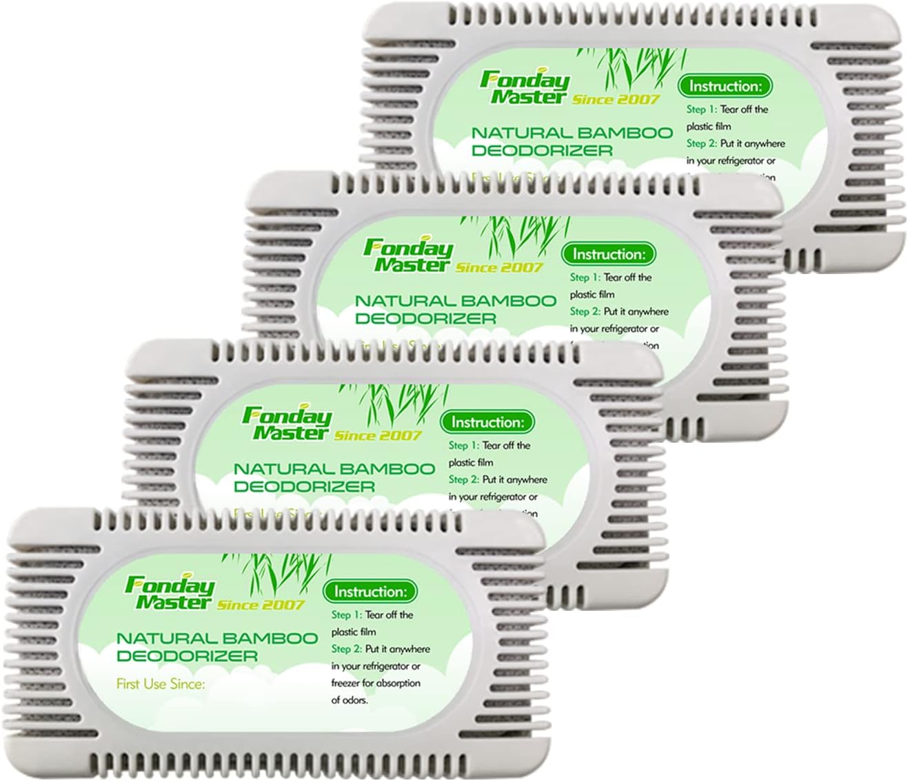 2Packs Fonday Bamboo Charcoal Refrigerator Deodorizer, Odor Eliminator | Reusable air freshener, More effective than baking soda, For fridges freezers, coolers & lunch Boxes