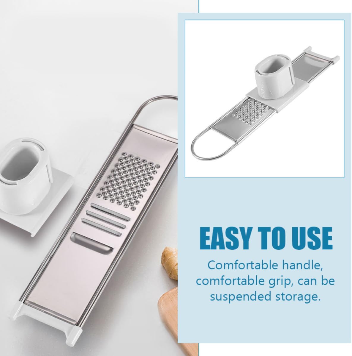 ABOOFAN Multi-functional Food Slicer with Hand Guard, Stainless Steel and Abs Vegetable Cutter for Cucumbers and Carrots, Easy to Store Finger Protective Tool for Kitchen Use