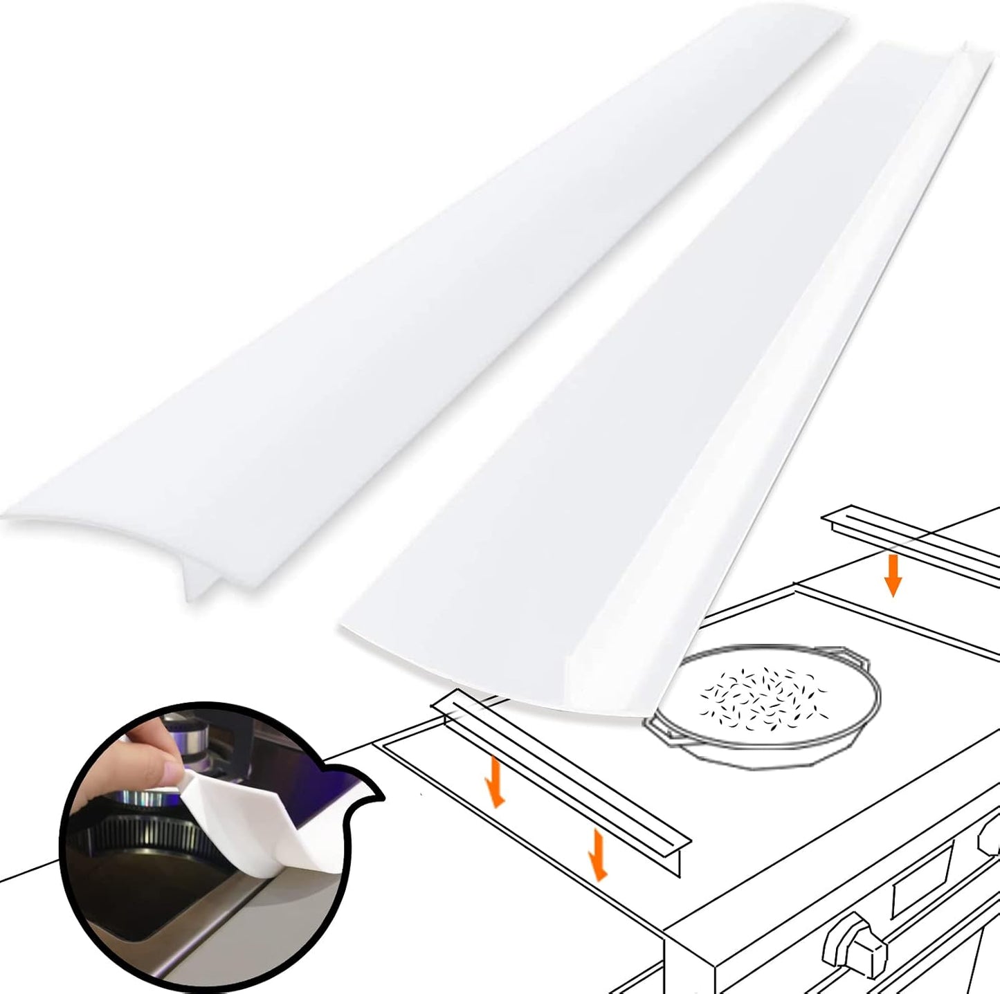 Silicone Gap Covers, (2 PCS) Silicone Stove Gap(21 Inches, Semi Clear) | Filler Stopper Kitchen Stove Gap Covers - Flexible Stoves Counter Gap Cover, Food Grade