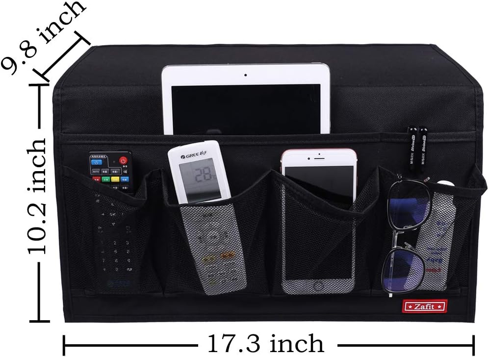 Zafit 5 Pockets Bedside Caddy, Bedside Storage Organizer for Water Bottles, Magazines, Phone, Glasses (5 Pockets-Grey)