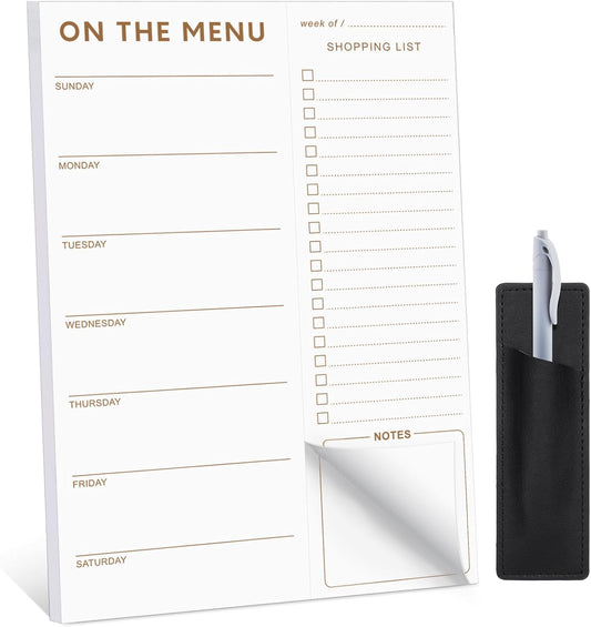 Thboxes 60 Sheets Magnetic Weekly Meal Planner for Fridge, Grocery List Pad | Tear-Off Shopping List, 7x10 In, Flower Design, Full Backing Grip, for Meal Prep, Kitchen, Families, Parents, Home Office