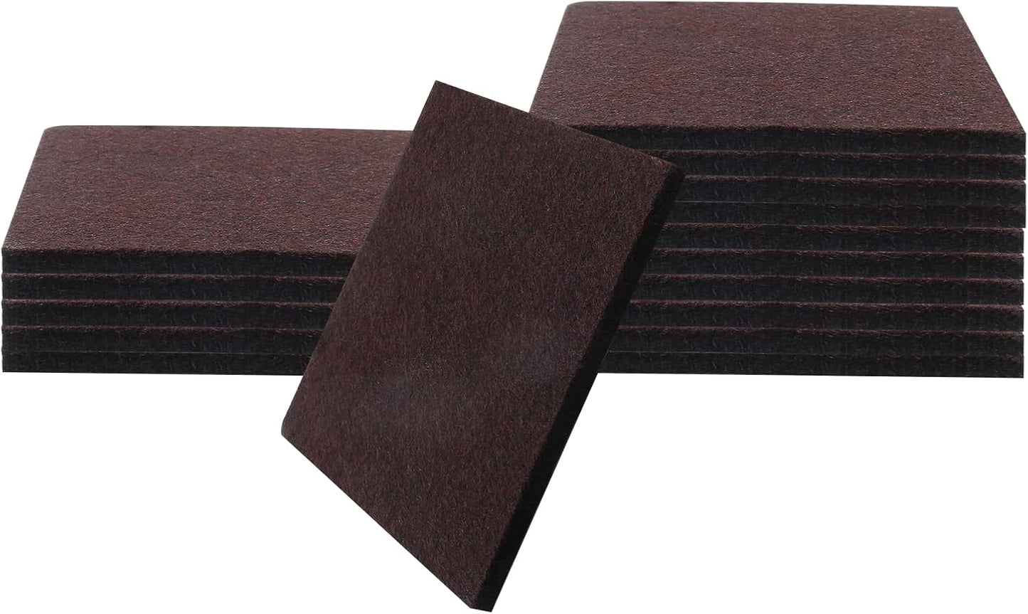 48 Pcs 1"/25mm Square Felt Furniture Pads, 5mm Thick, Brown | Self Adhesive, Anti Scratch Floor Protectors, For Furniture Feet Chair Legs