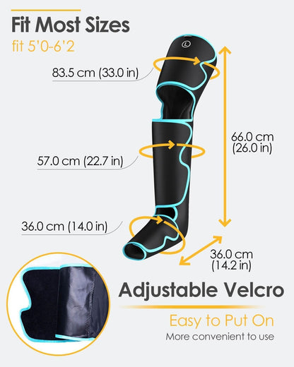 SLOTHMORE Leg Massager with Air Compression for Circulation, 3-in-1 Full Leg Heating for Foot Calf Thigh, 4 Modes 4 Intensities 2 Heat Levels, Compression Device for Swollen Legs, RLS Pain Relief