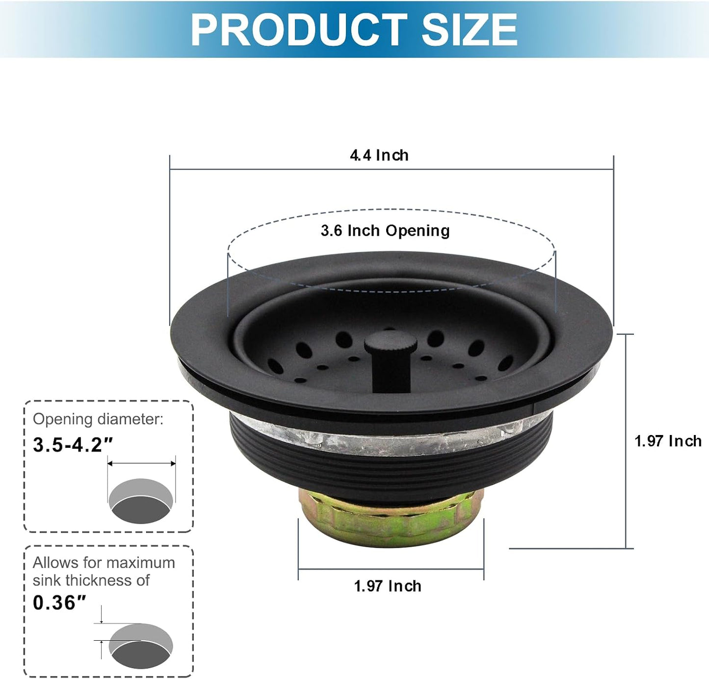ZM Kitchen Sink Basket Strainer with Stopper, 3-1/2” Drain