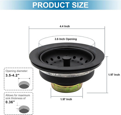 ZM Kitchen Sink Basket Strainer with Stopper, 3-1/2” Drain